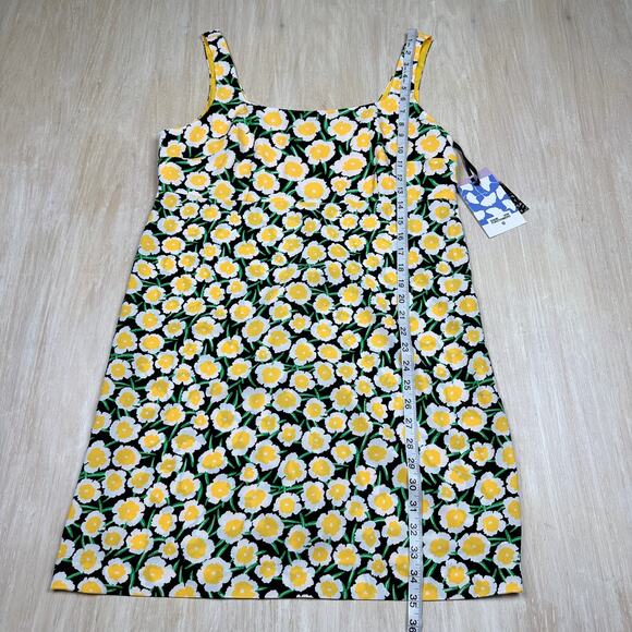 NWT DVF X Target Mini Yellow Black Poppy Floral 90's Cottagecore Shift Dress 14 - Picture 6 of 12